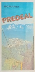 PREDEAL , HARTA CU MASIVELE MUNTOASE DIN JUR SI OBIECTIVE TURISTICE SI DE CAZARE , TEXT IN LIMBA ENGLEZA , ANII &#039;80