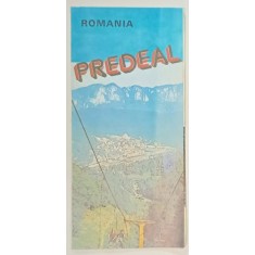 PREDEAL , HARTA CU MASIVELE MUNTOASE DIN JUR SI OBIECTIVE TURISTICE SI DE CAZARE , TEXT IN LIMBA ENGLEZA , ANII &#039;80