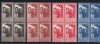 ROMANIA 1950 LP 268 - 2 ANI DE LA NATIONALIZARE SERIA IN BLOCURI DE 4 TIMBRE STARE MNH, Nestampilat