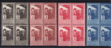 ROMANIA 1950 LP 268 - 2 ANI DE LA NATIONALIZARE BLOCURI DE 4 TIMBRE MNH, Nestampilat