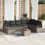 Cumpara ieftin Set de canapele pentru grădină cu pernă 9 pcs Gri deschis