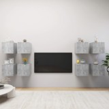 Dulapuri TV suspendate, 8 buc., gri beton, 30,5x30x30 cm
