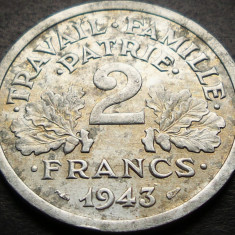 Moneda istorica 2 FRANCI / FRANCS - FRANTA, anul 1943 * cod 3834