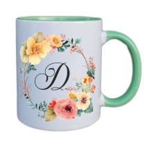 Cana maner verde personalizata cu initiala D, INOVATIX&reg;. 330ml