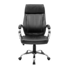 Scaun de birou directorial Montreal, RONDI, piele ecologica, mecanism Tilt, brate tapitate, negru