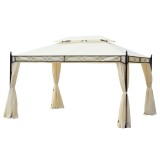 Pavilion/foisor pentru gradina/terasa, cadru metalic, cu perdele, crem, 4x3x2.80 m, ART