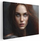 Tablou canvas portret femeie cu parul roscat, rosu, maro 1236 Tablou canvas pe panza CU RAMA 50x70 cm