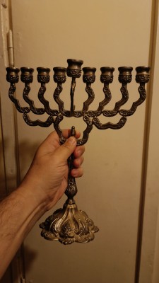 Menorah argintat 9 brate foto