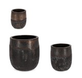Cumpara ieftin Set 3 ghivece flori fibra sticla neagra cupru Duyen 18x22 cm, 25x28 cm, 34x39 cm