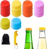 Set de 20 capace reutilizabile pentru sticle CMJBUHR, silicon, multicolor, 3 x 1,2 cm