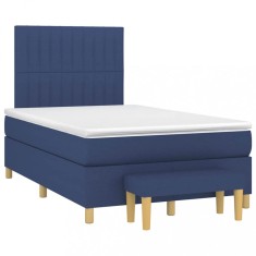 vidaXL Pat box spring cu saltea, albastru, 120x190 cm, material textil 3270424