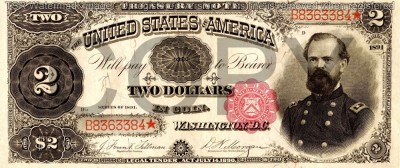 2 dolari 1891 Reproducere Bancnota USD foto