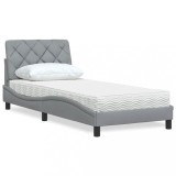 Cumpara ieftin Pat cu saltea, gri deschis, 80x200 cm, textil