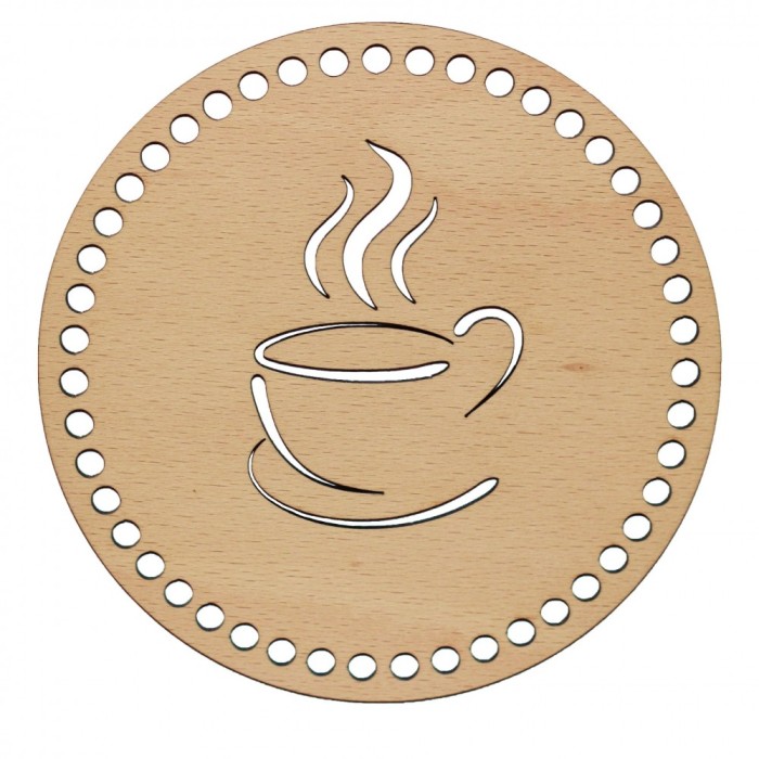 Baza din lemn pentru Crosetat Cerc Model Ceasca Cafea - Fag - 15cm - 47o - 6mm Baza din lemn pentru Crosetat Cerc Model Ceasca Cafea - Fag - 15cm - 47o - 6mm