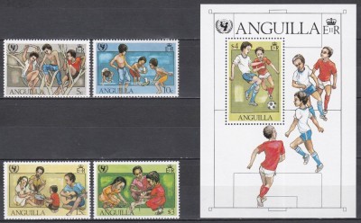 Anguilla 1981 - A 35-a aniversare a UNICEF, Serie + Colita, MNH foto