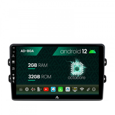 Navigatie Dacia Renault, Android 12, A-Octacore 2GB RAM + 32GB ROM, 9 Inch - AD-BGA9002+AD-BGRKIT383 foto