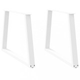 vidaXL Picioare de masă &icirc;n formă de V, 2 buc., alb, 90x (72-73,3) cm, oțel