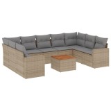 Cumpara ieftin Set canapele de gradina cu perne, 10 piese, bej, poliratan