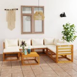 Cumpara ieftin Gossi set mobilier gradina cu perne, 8 piese, crem, lemn masiv acacia