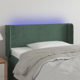 vidaXL Tăblie de pat cu LED, verde &icirc;nchis, 103x16x78/88 cm, catifea