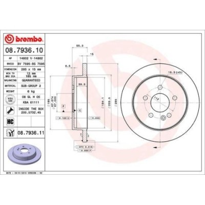 Set discuri frana Mercedes M-Class (W163), ML 230 (163.136), ML 270 CDI (163.113), ML 320 (163.154), ML 430 (163.172), punte spate, 285x15, plin, BRE foto