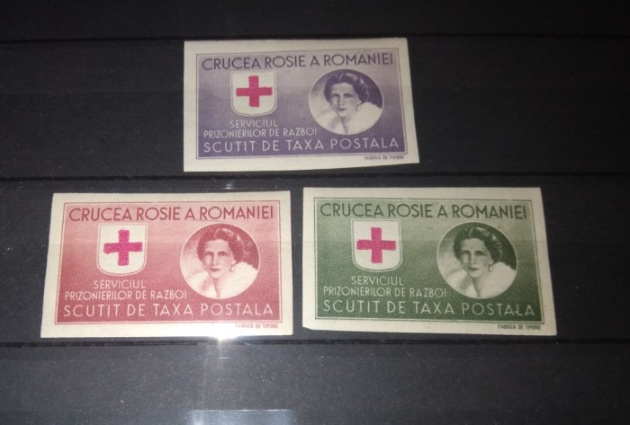 TIMBRE ROMANIA 1946 CRUCEA ROSIE SERVICIUL PRIZONIERILOR DE RAZBOI NEDANTELATA