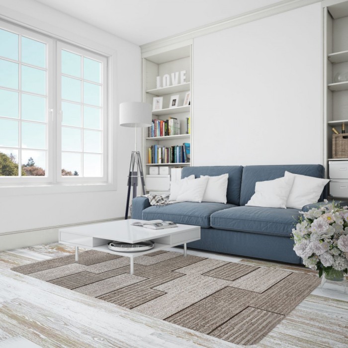 Covor Model Fashion 32002-120, Marime 60 x 130 cm, Crem, Maro, Inaltime Fir 12 mm, Antialergic, Polipropilena, Living, Dormitor, Sufragerie, Birou
