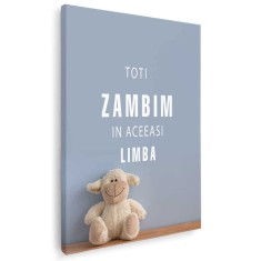 Tablou toti zambim in aceeasi limba 1498 Tablou canvas pe panza CU RAMA 20x30 cm