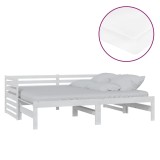 Cumpara ieftin Pat extensibil de zi, 2x(90x200) cm, alb, lemn masiv de pin