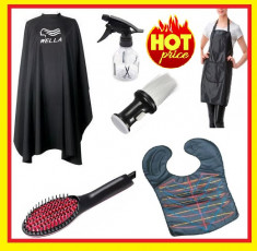 Set Kit Frizerie Coafor Pelerina, Sort, Guler, Pamatuf+Perie electrica par foto