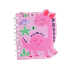 Agenda spirala coperta dino roz