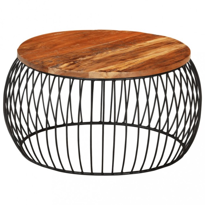 vidaXL Măsuță de cafea, &Oslash;68 cm, lemn masiv reciclat
