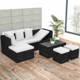 VidaXL Set mobilier de grădină cu perne, 4 piese, negru, poliratan 42586