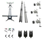 Set Pescuit, 3 Lansete 3, 90m, 2 Segm, 3 Mulinete 8000, Rod Pod ( duo pod )