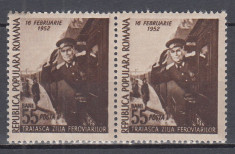 ROMANIA 1952 LP 294 ZIUA FEROVIARILOR PERECHE SERII MNH foto