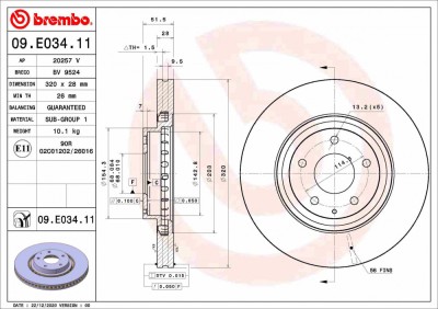 BREMBO 09.E034.11 PRIME LINE - UV Coated Disc frana foto