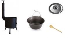 Set ceaun fonta 22lit. cu soba 39cm, lingura de lemn 50cm si capac Handy KitchenServ foto