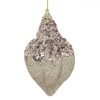 Glob Brad Craciun Auriu 12cm Glitter Paiete Bej Sampanie, Ornament Spuma, Decoratiune Pom, Margele Albe