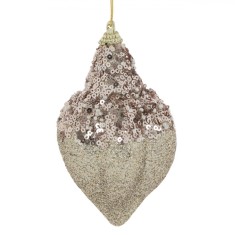 Glob Brad Craciun, Model Glitter-Paiete, Culoare Auriu, Dimensiune 12cm