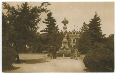 5284 - TURNU-SEVERIN, Traian statue, Park - old postcard, real PHOTO - unused foto
