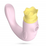 Stimulare clitoris - Crushious Hiri Triplu Stimulator Roz 3 Moduri Uimitoare de Limba, Suctiune si Parte Inserabila