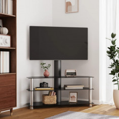 vidaXL Suport TV de colț 3 niveluri pentru 32-70 inchi, negru/argintiu