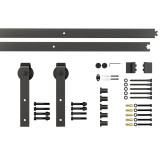 HOMCOM kit montat usi glisante, 200x4x0.6cm, negru | Aosom Romania