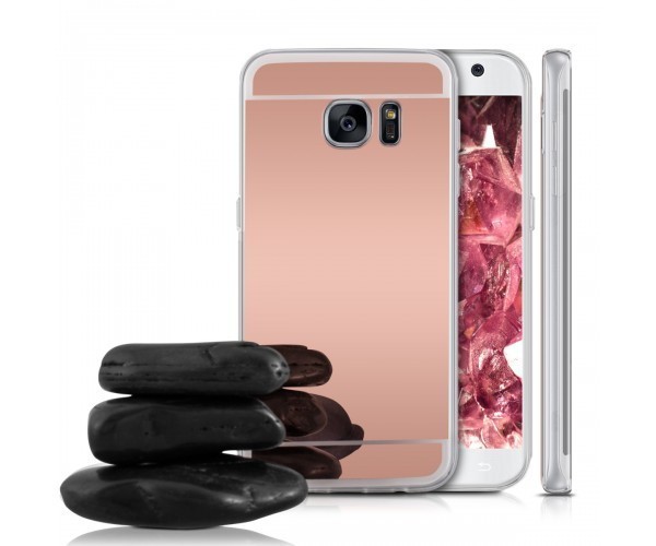 Husa Samsung Galaxy S7 Edge, tip oglinda Rose-Gold