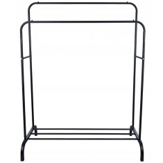 Suport metalic pentru haine 110x55x145 cm, cu bara dubla si raft pentru incaltaminte, negru Household NewTrend