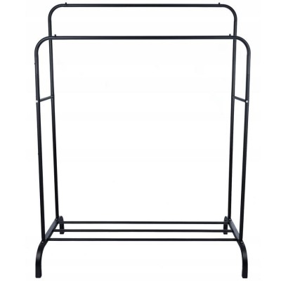 Suport metalic pentru haine 110x55x145 cm, cu bara dubla si raft pentru incaltaminte, negru Household NewTrend foto