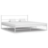 Cumpara ieftin Cadru de pat, alb, 200 x 200 cm, metal