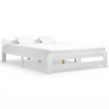 VidaXL Cadru de pat, alb, 180 x 200 cm, lemn masiv de pin