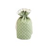 Saculet Decorativ Textil Verde Crisalida cu Dantela si Buline, 13.5 x 18.5 cm, Bumbac, Saculet Cadou