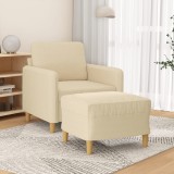 VidaXL Fotoliu canapea cu taburet, crem, 60 cm, material textil